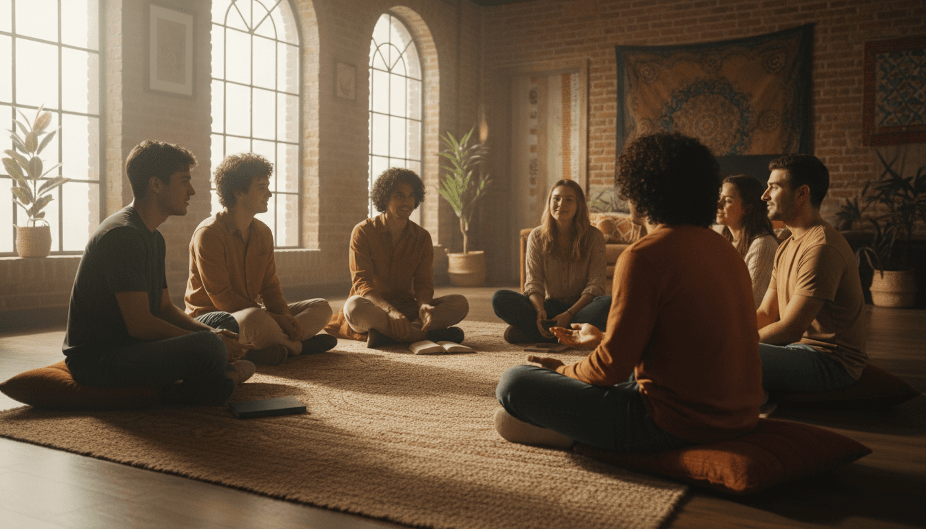 Young adults in an engaged learning circle during a Wipe Off the Mud curriculum session