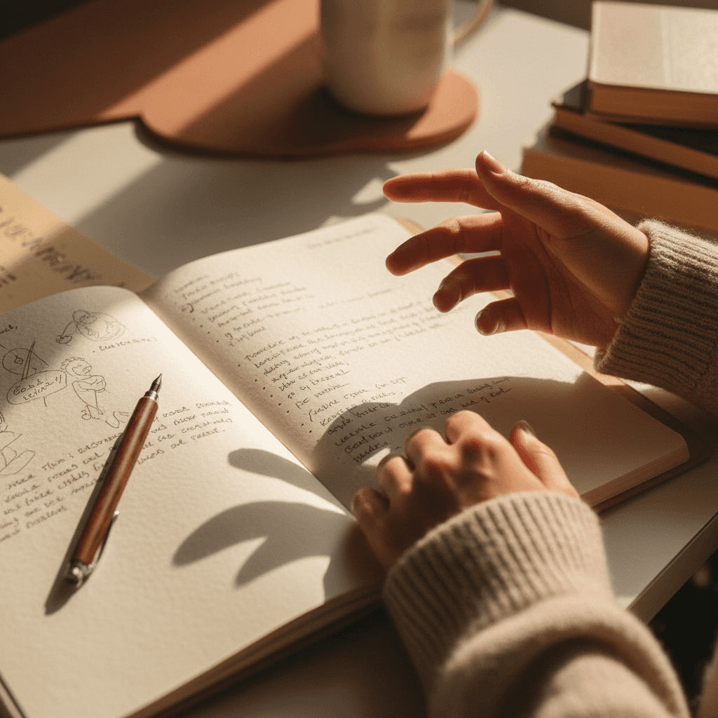 Curriculum workbook showing personal transformation documentation